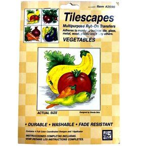 Vtg. Tilescapes Vegetables  #2590 Rub-On Transfers Home Tile 4 full color Design